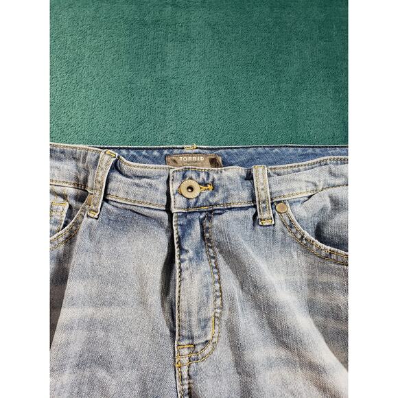 Torrid Jeans Sz 10 Womens Blue Stretch Pants Mid Rise Ladies Crop Boyfriend - Picture 6 of 12